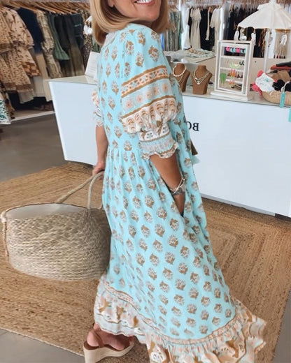 Bohemian tassel-detail relaxed midi dress for women | Verity -8