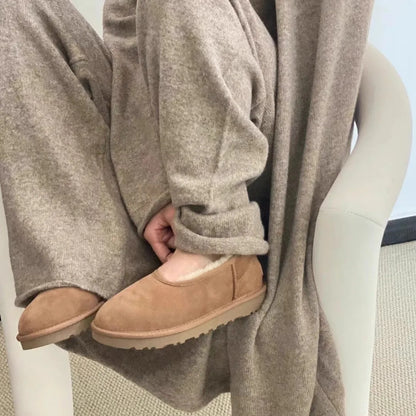 Warm snow fur lined slip-on loafers for women -4