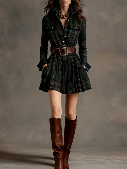 Vintage-inspired belted mini dress for women | Evonne -2