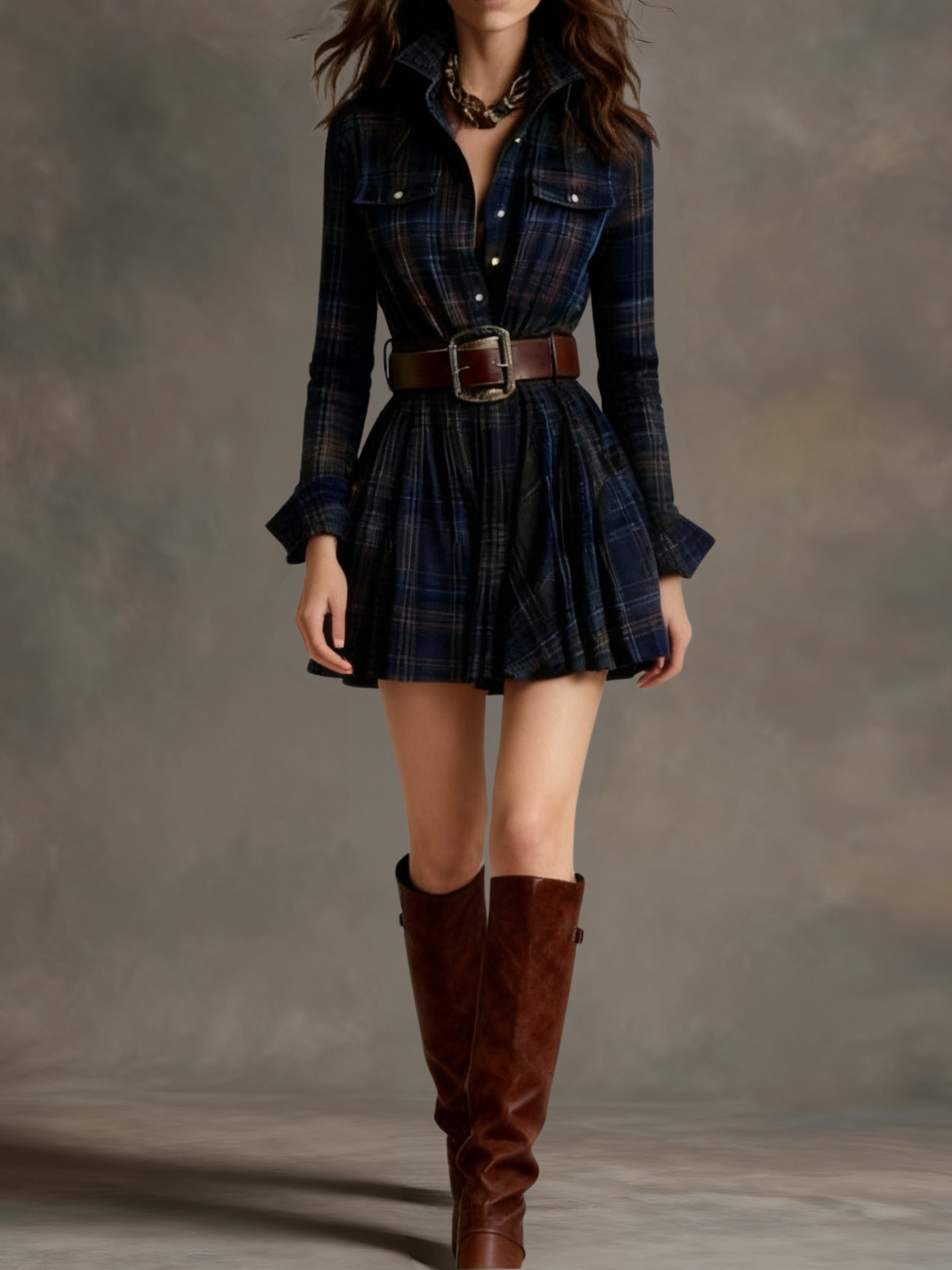 Vintage-inspired belted mini dress for women | Evonne -3