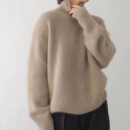 Cosy classic cashmere turtleneck sweater for women -1
