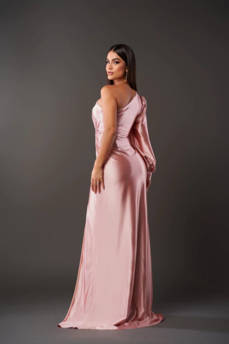 Elegant one-shoulder dress with side slit for women | Kyara -16