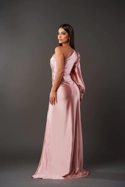 Elegant one-shoulder dress with side slit for women | Kyara -16