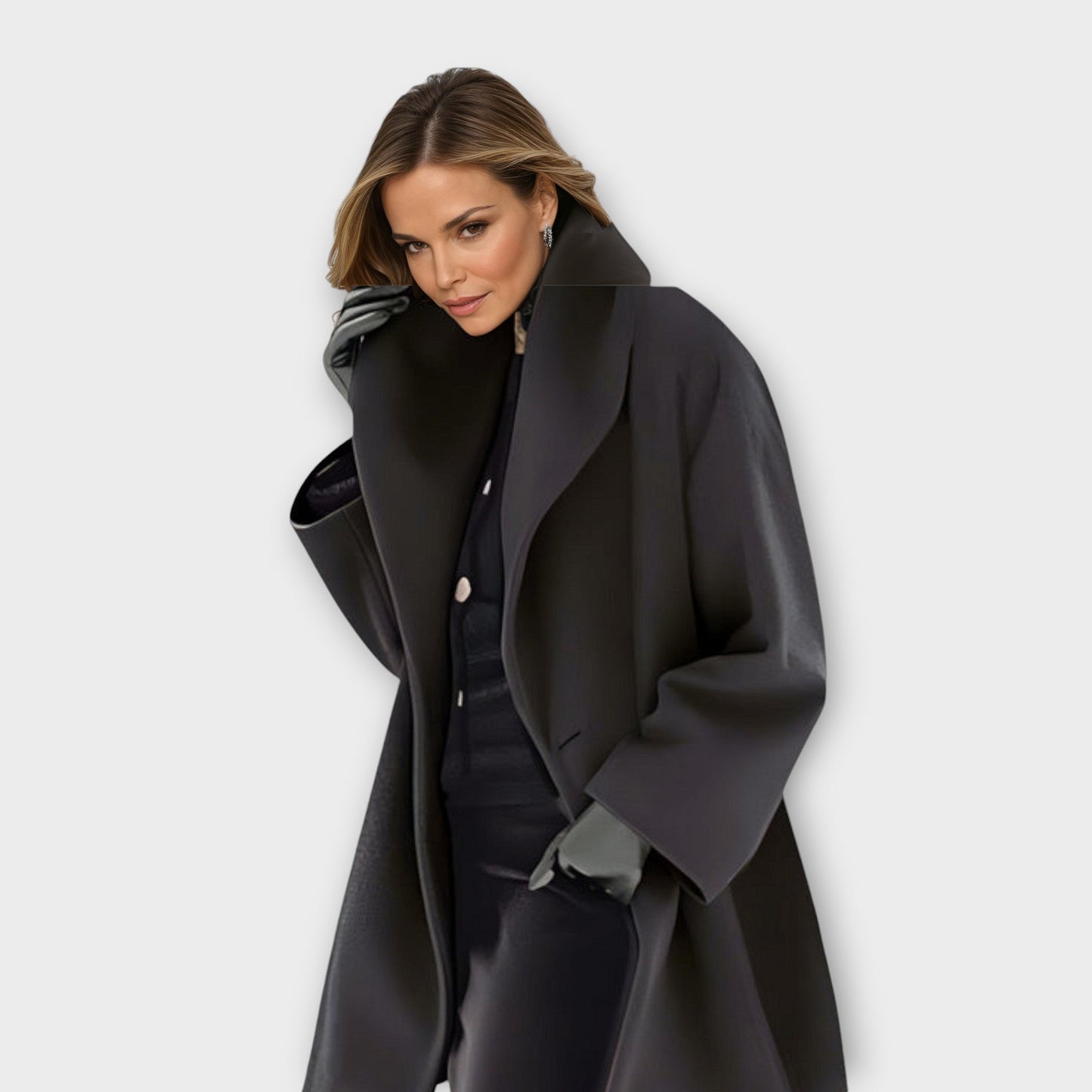Warm wind-resistant longline coat for women | Annie -3