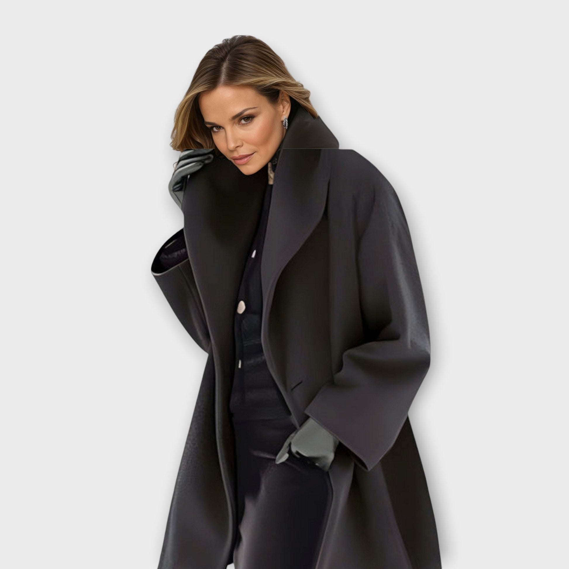 Warm wind-resistant longline coat for women | Annie -3