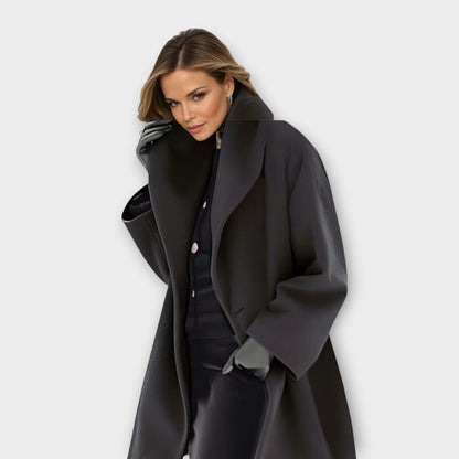 Warm wind-resistant longline coat for women | Annie -3