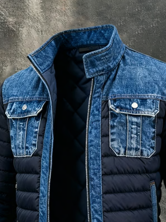 Hybrid denim quilted jacket for men | Jeremy -3