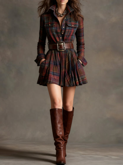 Vintage-inspired belted mini dress for women | Evonne -1