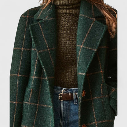 Classic check wool-look coat for women | Fiona -2
