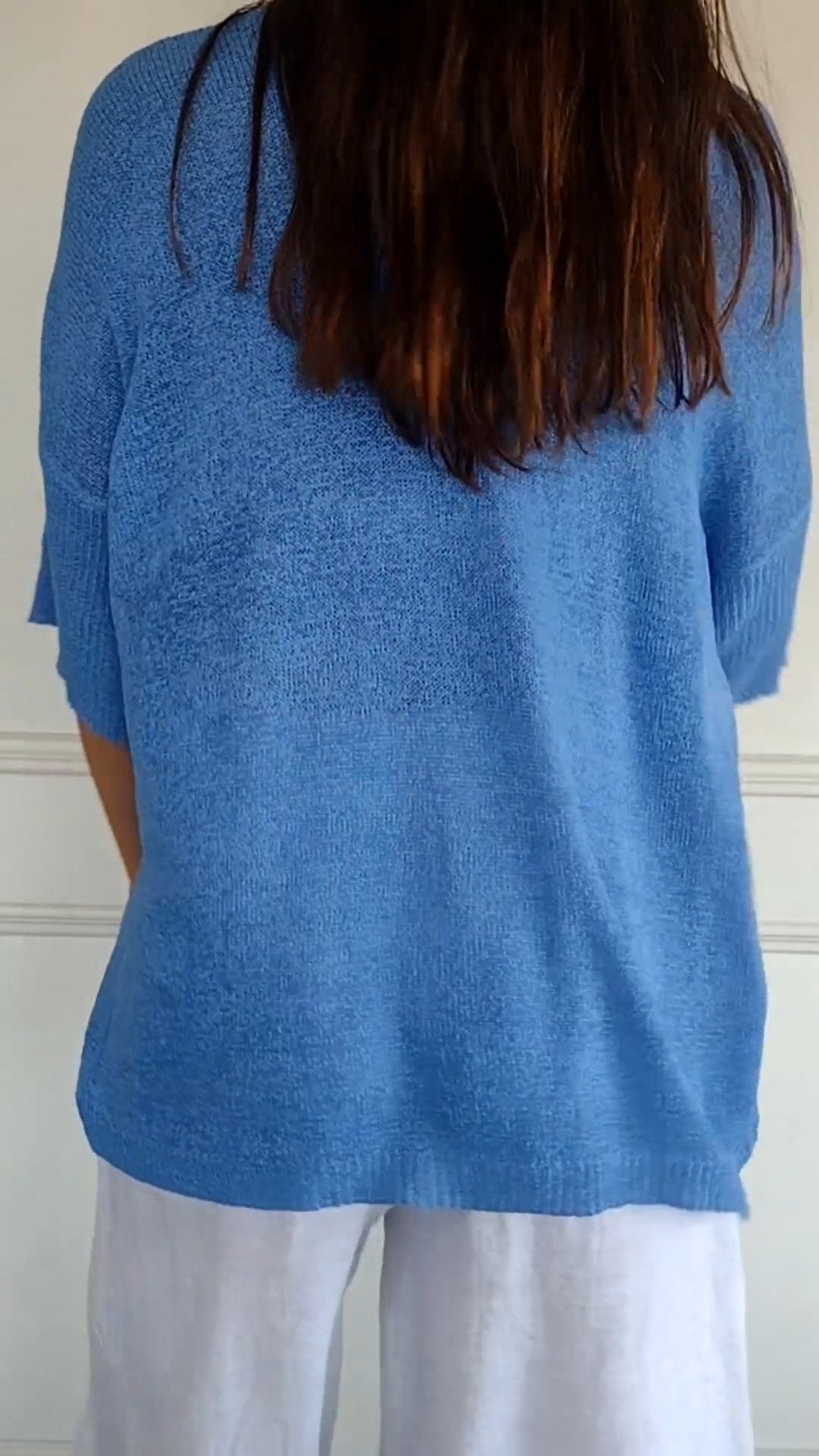 Classic plain knitted V-neck sweater for women | Rosal -11