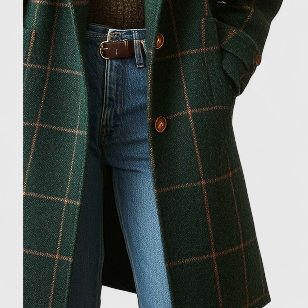 Classic check wool-look coat for women | Fiona -4