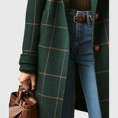 Classic check wool-look coat for women | Fiona -3