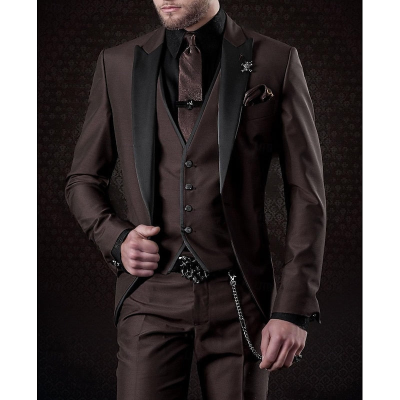 Tailored three-piece suit set with waistcoat for men -3