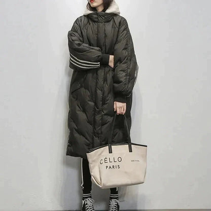 Warm long quilted jacket for women | Tiril -11