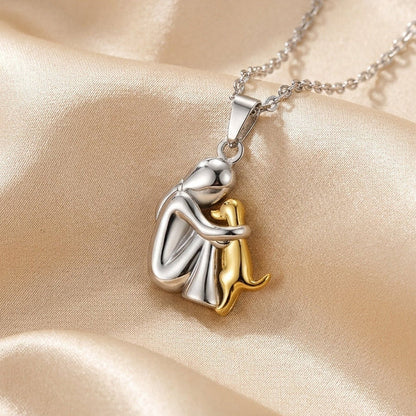 Adjustable chain dog hug pendant necklace for women | Forever -1