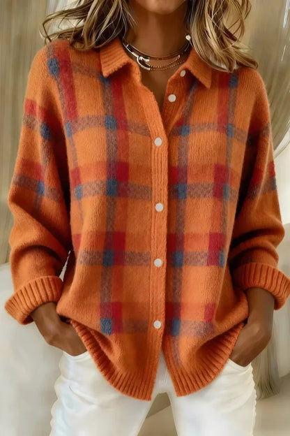 Classic plaid knit everyday cardigan for women | Denise -6