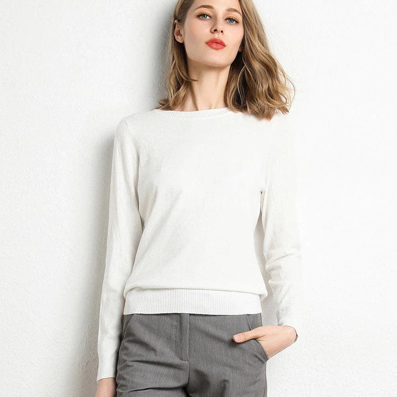 Classic soft cashmere round-neck jumper for women -7