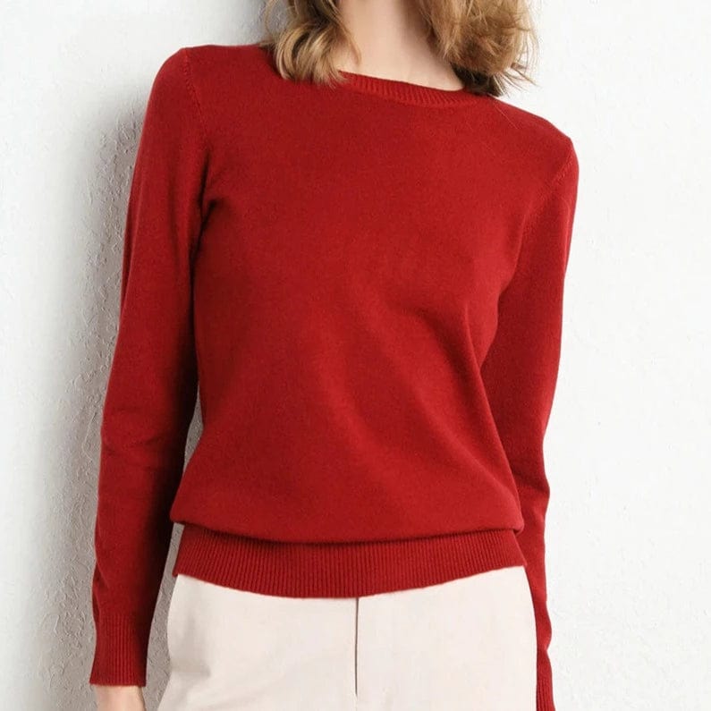 Classic soft cashmere round-neck jumper for women -10