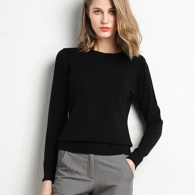 Classic soft cashmere round-neck jumper for women -2