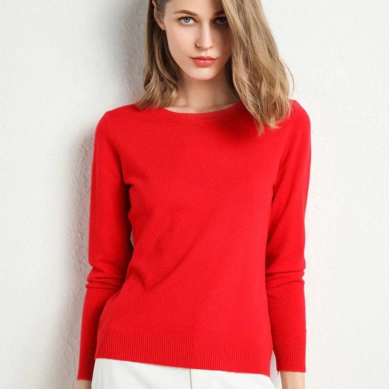 Classic soft cashmere round-neck jumper for women -9