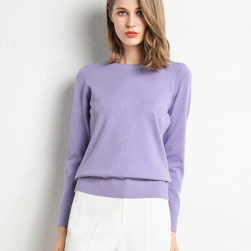Classic soft cashmere round-neck jumper for women -11