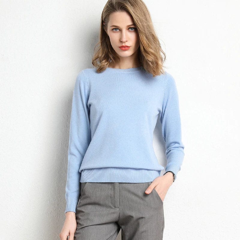 Classic soft cashmere round-neck jumper for women -12