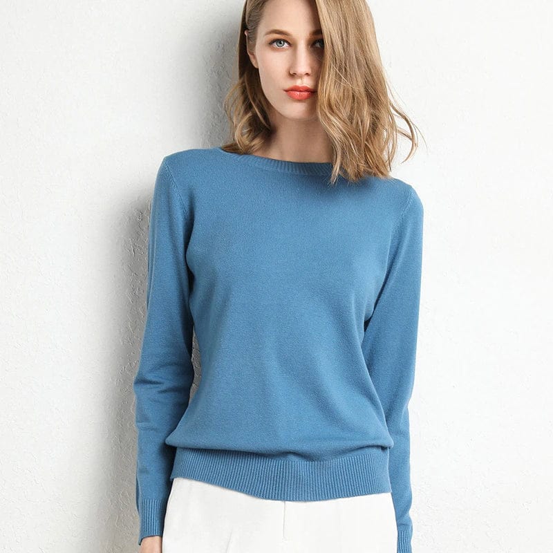 Classic soft cashmere round-neck jumper for women -13