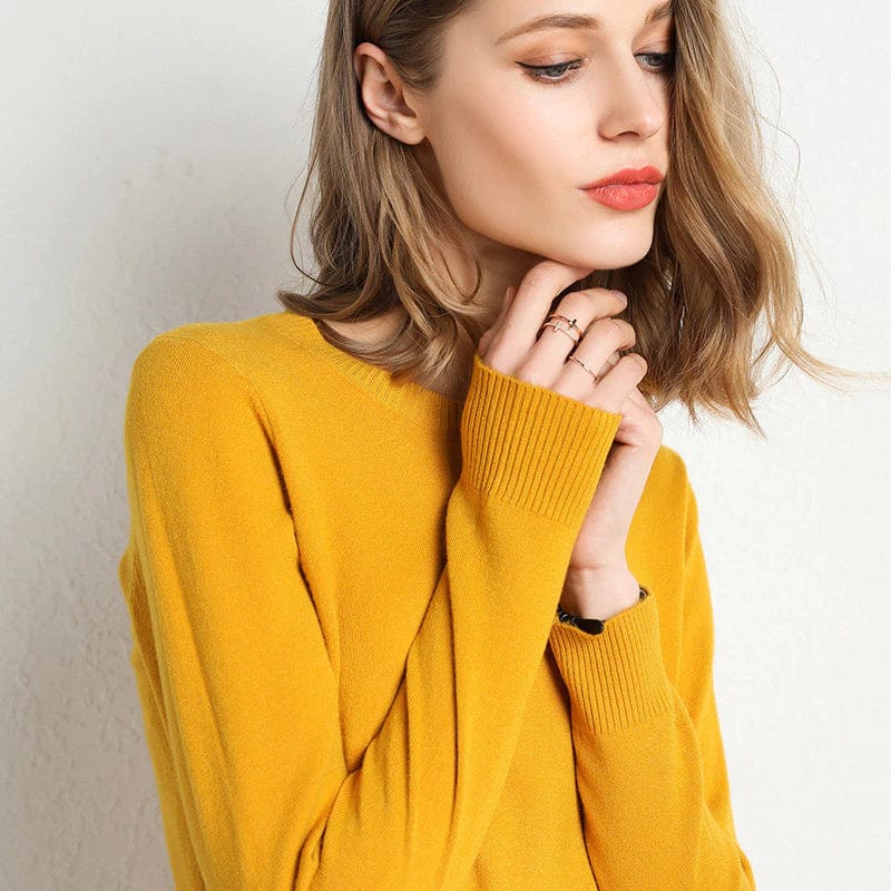 Classic soft cashmere round-neck jumper for women -14