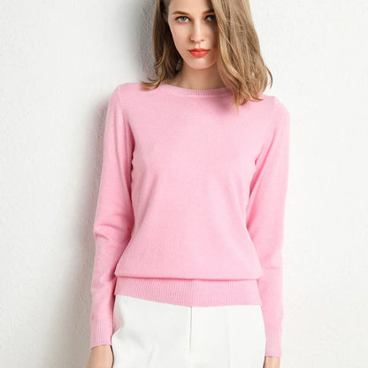 Classic soft cashmere round-neck jumper for women -8