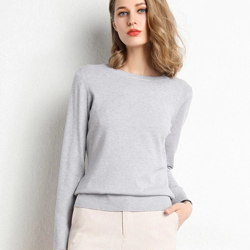 Classic soft cashmere round-neck jumper for women -3