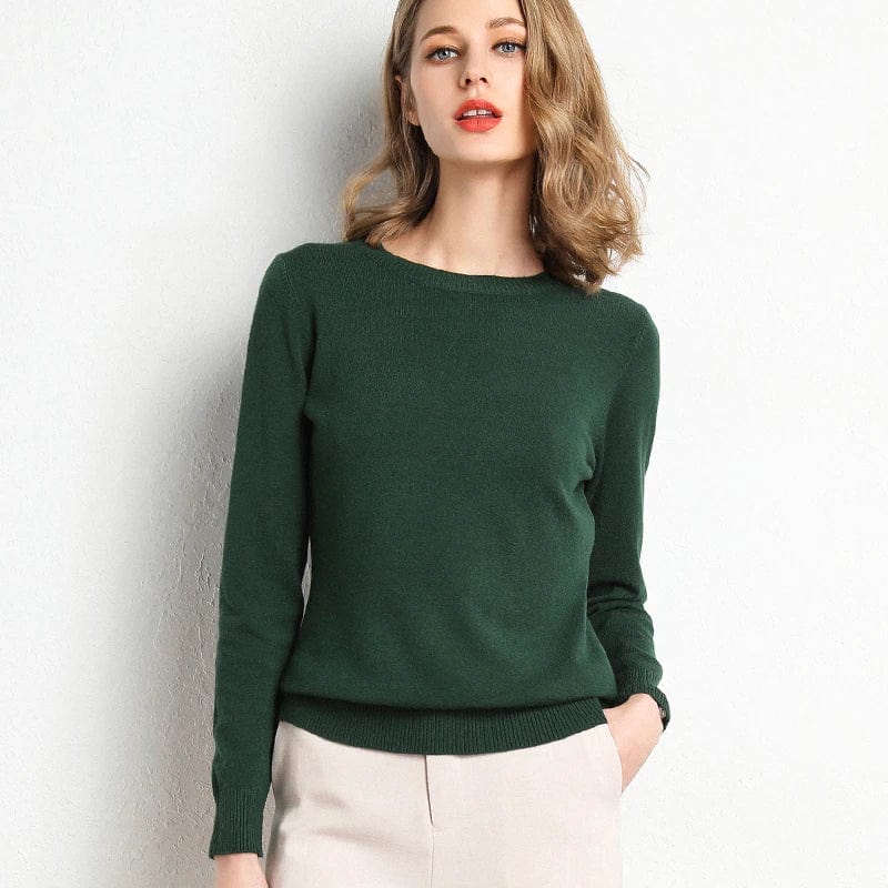 Classic soft cashmere round-neck jumper for women -4