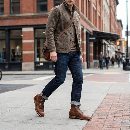 Classic leather vintage everyday boots for men -2