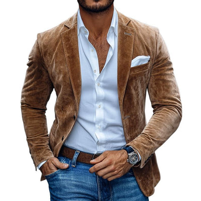 Tailored elegant suede blazer for men -1