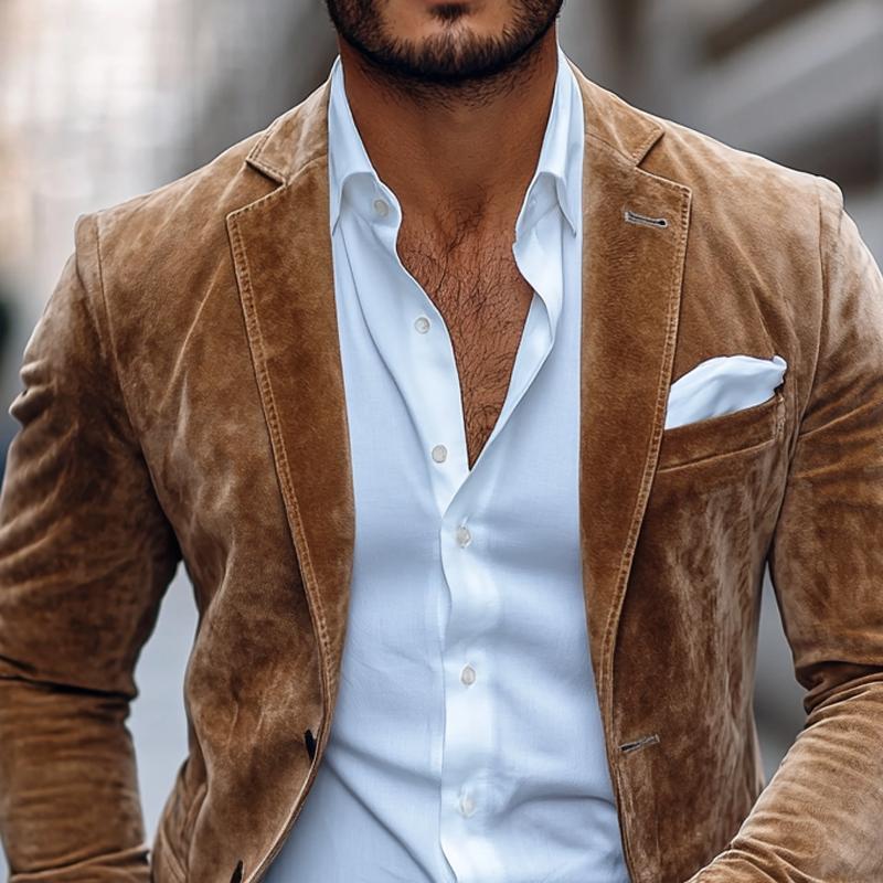 Tailored elegant suede blazer for men -2