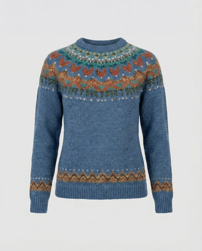 Vintage Icelandic knit relaxed jumper for women -5
