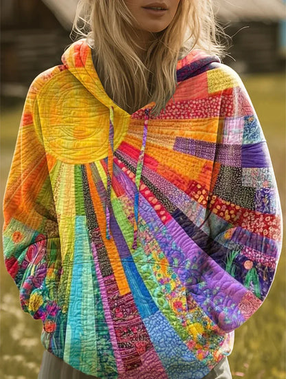 Woolly Comfortable hoodie with patchwork-inspired design for women | Klyra