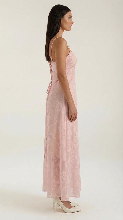 Elegant sweetheart lace maxi dress for women | Arabelle -7