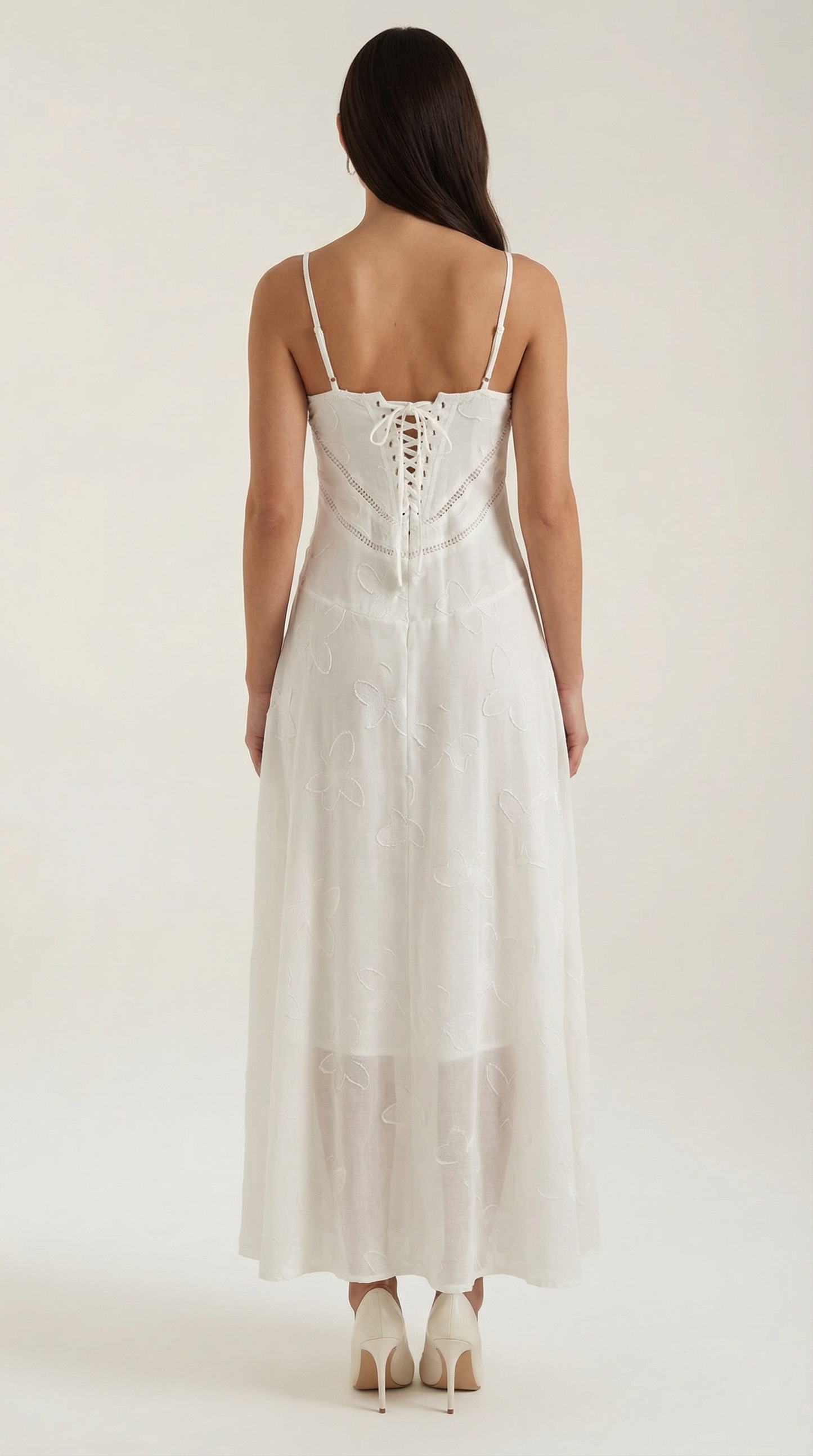 Elegant sweetheart lace maxi dress for women | Arabelle -10