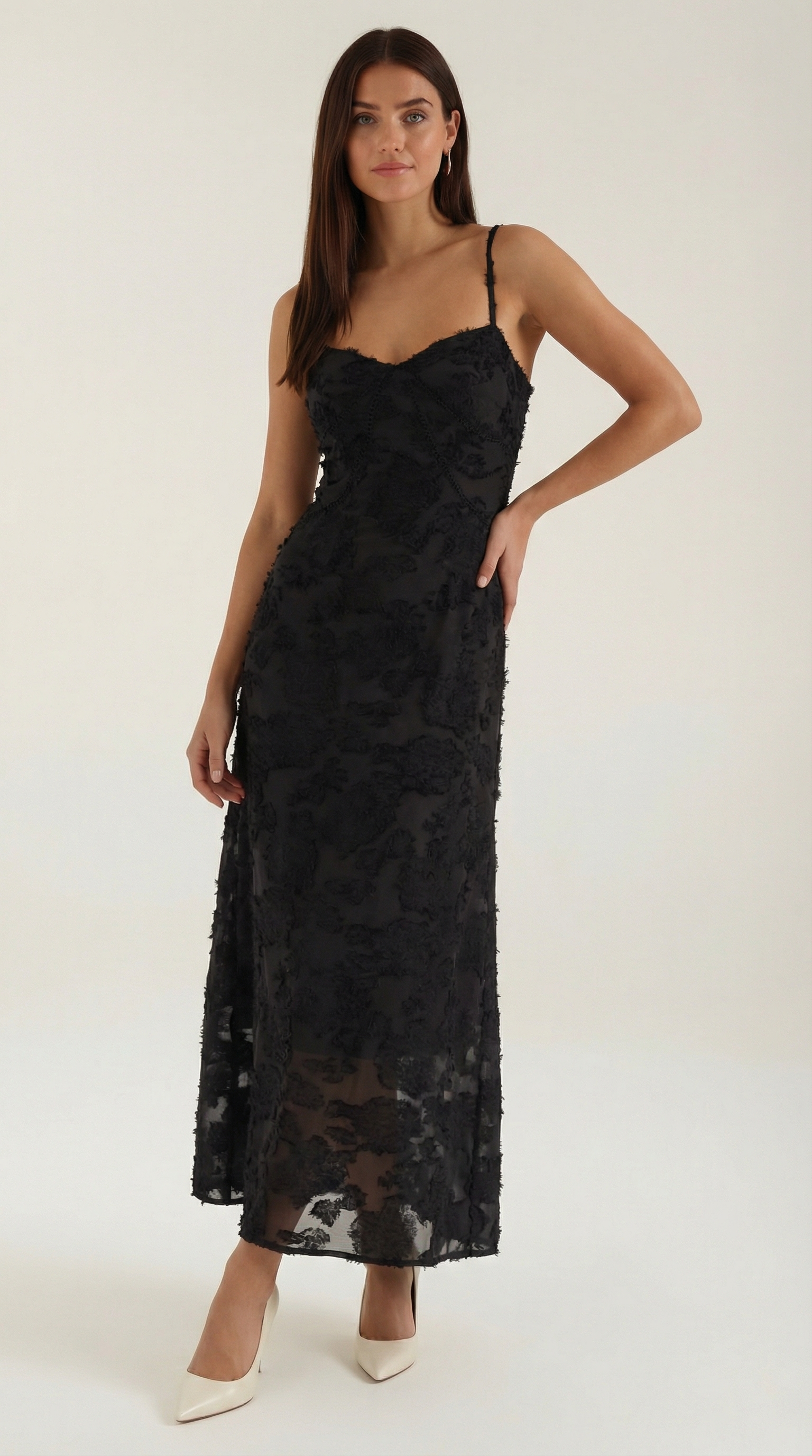 Elegant sweetheart lace maxi dress for women | Arabelle -6