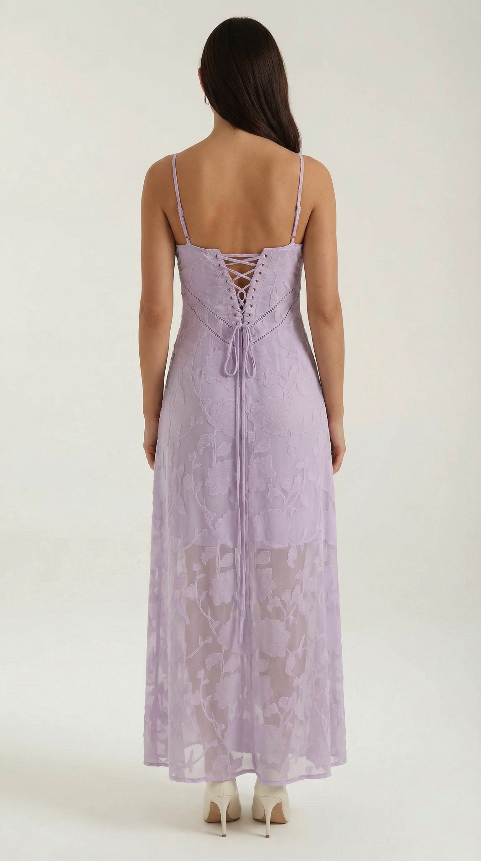 Elegant sweetheart lace maxi dress for women | Arabelle -14