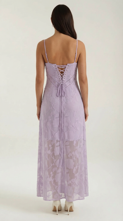 Elegant sweetheart lace maxi dress for women | Arabelle -14
