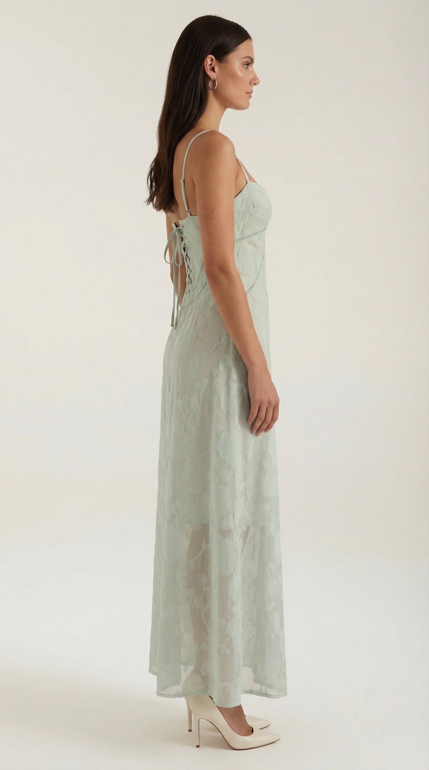 Elegant sweetheart lace maxi dress for women | Arabelle -19