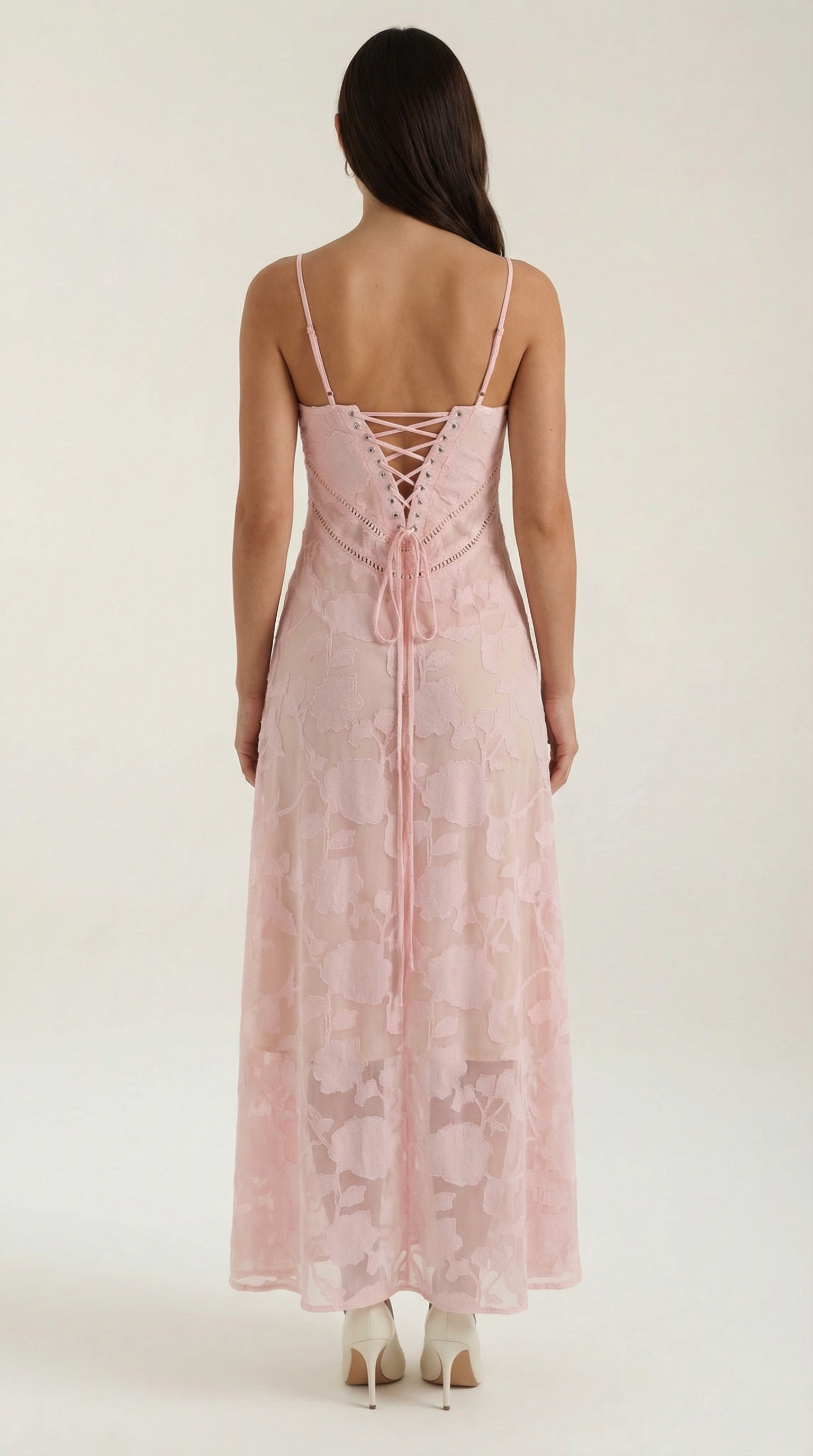 Elegant sweetheart lace maxi dress for women | Arabelle -17