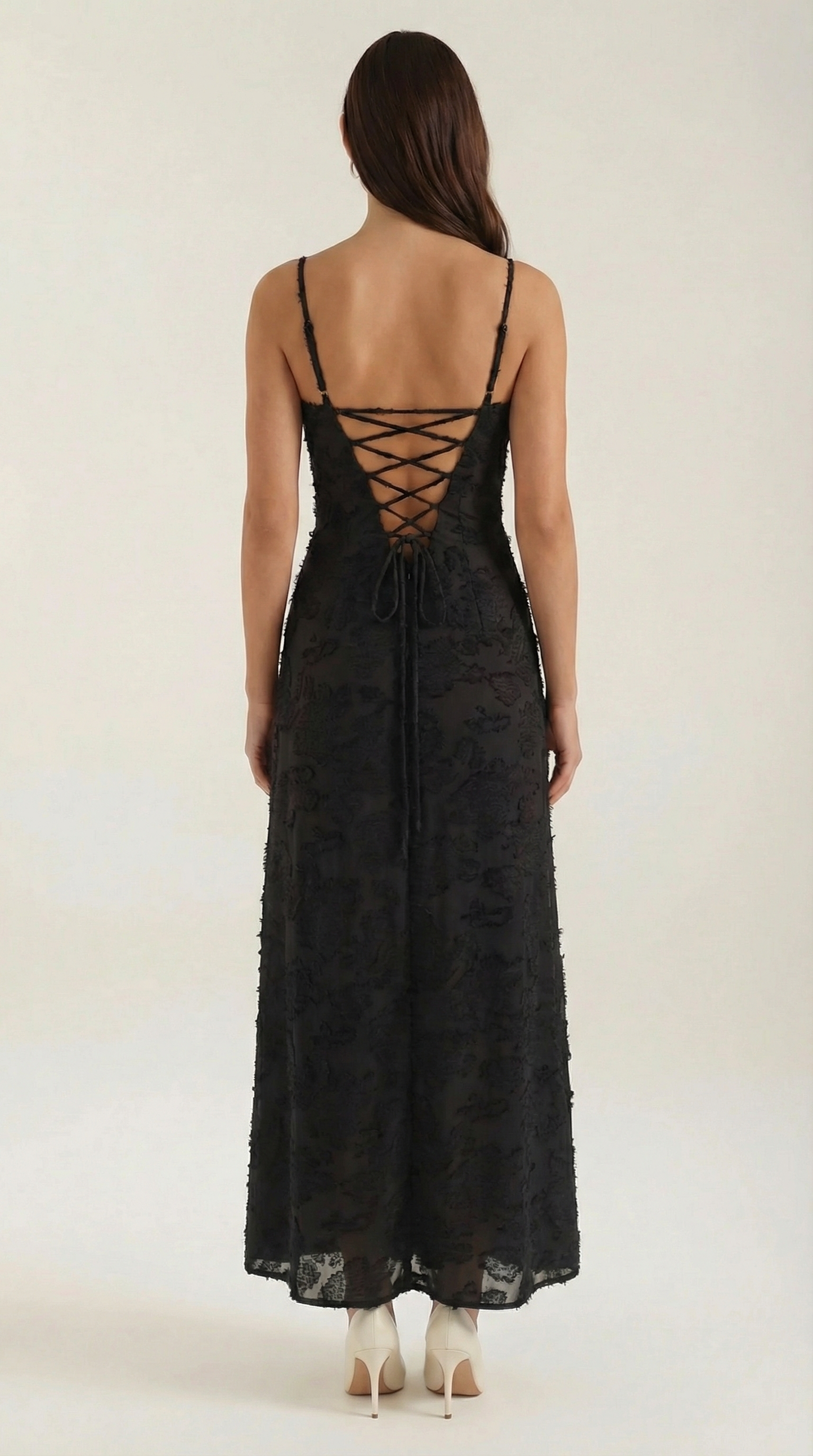 Elegant sweetheart lace maxi dress for women | Arabelle -24