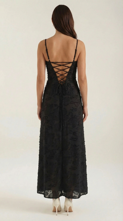 Elegant sweetheart lace maxi dress for women | Arabelle -24