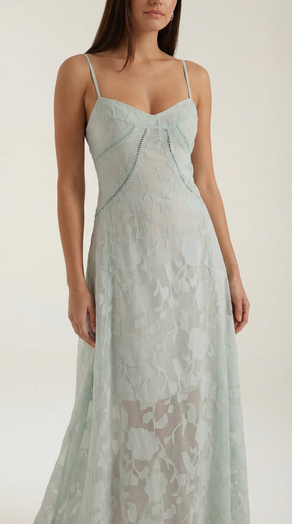 Elegant sweetheart lace maxi dress for women | Arabelle -18