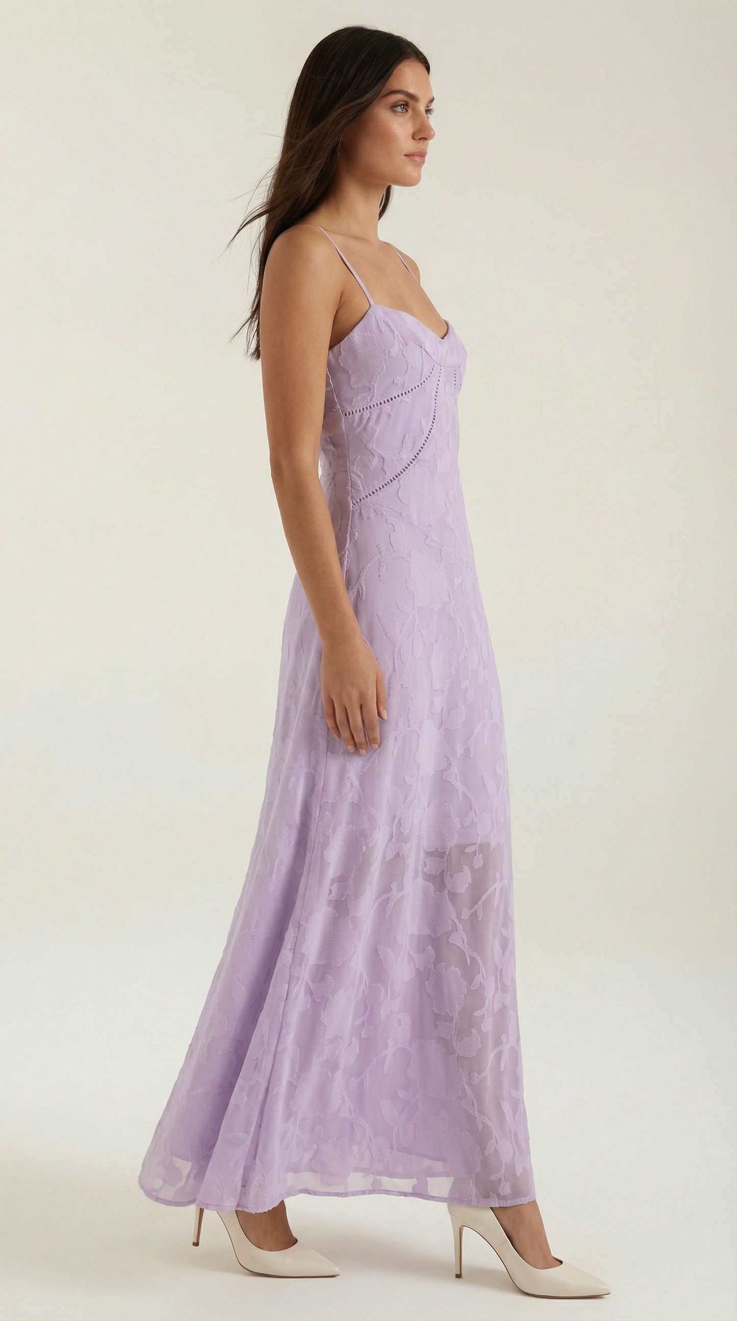 Elegant sweetheart lace maxi dress for women | Arabelle -13