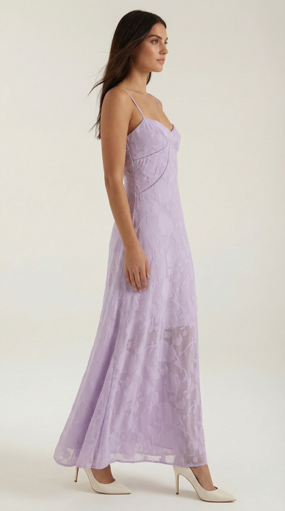 Elegant sweetheart lace maxi dress for women | Arabelle -13