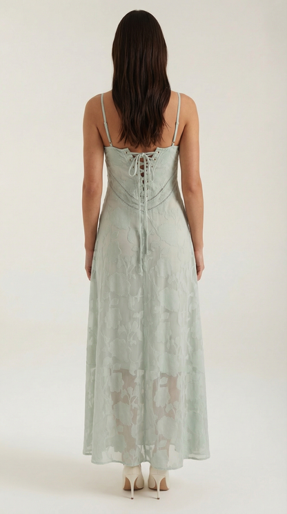Elegant sweetheart lace maxi dress for women | Arabelle -21