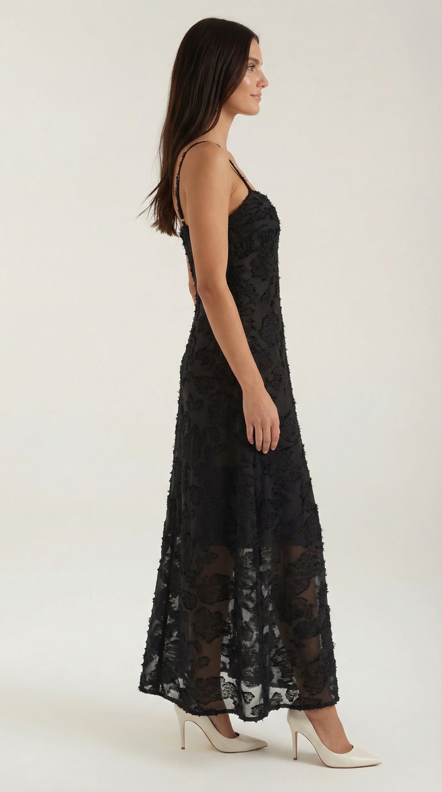 Elegant sweetheart lace maxi dress for women | Arabelle -22